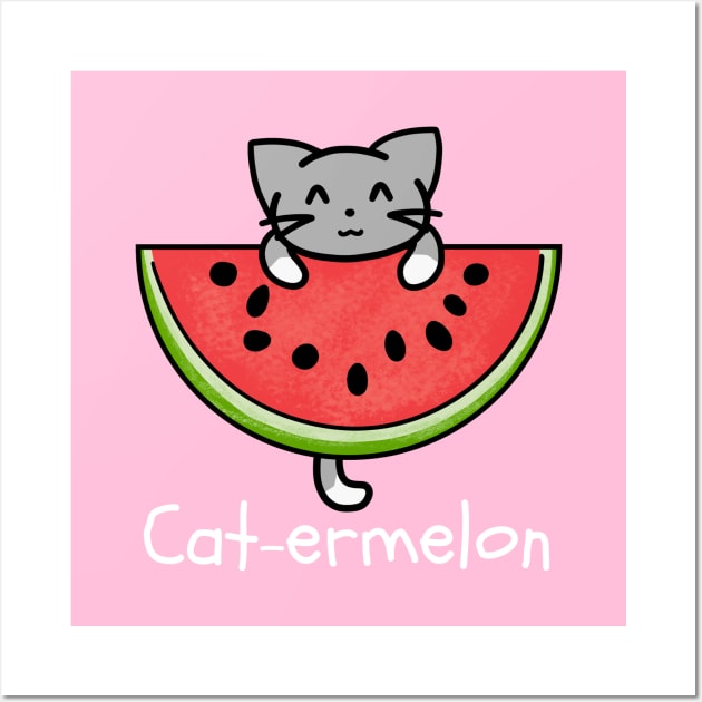 Cute Cat-ermelon (Cat Watermelon) Summer Fruit Wall Art by Cheesy Pet Designs